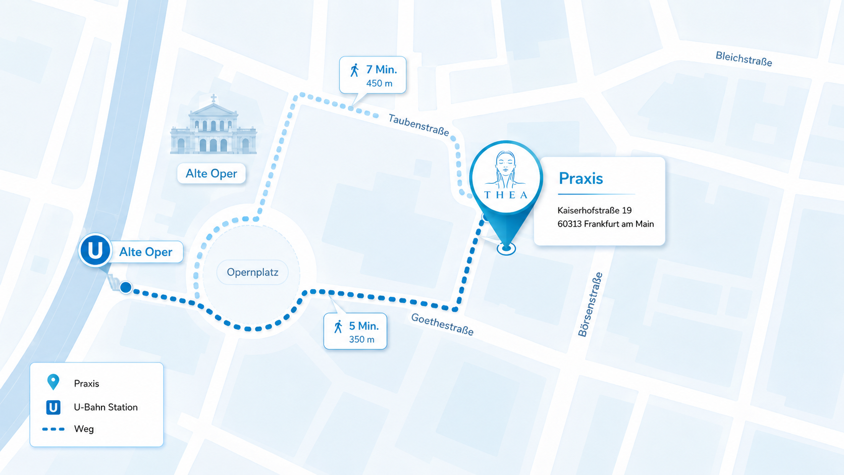 Anfahrtskarte zur Praxis, Kaiserhofstraße 19, 60313 Frankfurt am Main